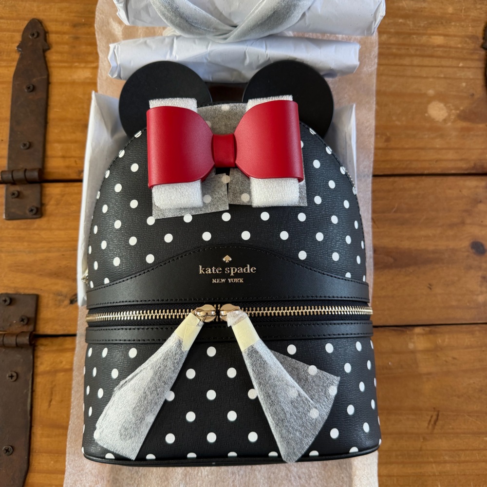 Kate Spade Black Polka Dot Minnie Backpack NWT